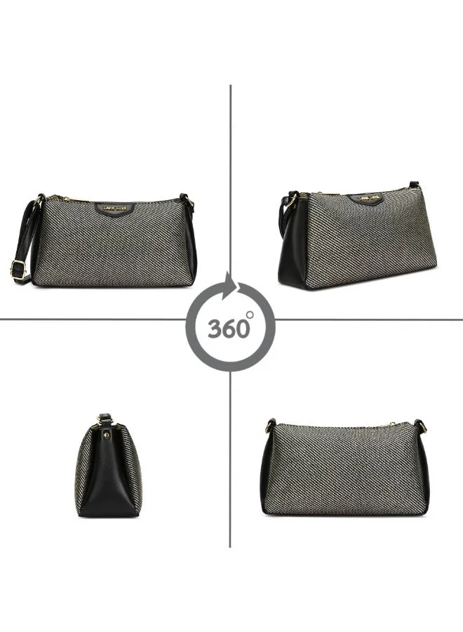 Lavie  Luxe Women's Glam Lizzy 3-Compartment Sling (Black) for Women | Best Price UAE
